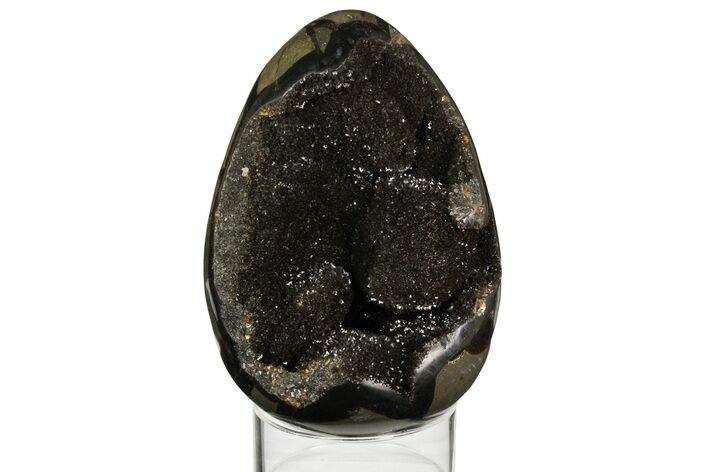 Septarian Dragon Egg Geode - Black Crystals #157888
